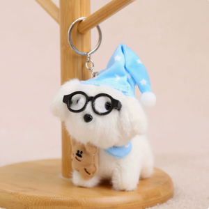 Portachiavi in peluche a forma di cucciolo che si addormenta, simpatico ciondolo per borsa, ideale come regalo, all'ingrosso - Product Image 5