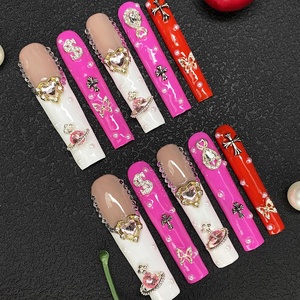 Lot de 10 faux ongles en <span class=keywords><strong>gel</strong></span> peints à la main, design personnalisé de luxe, ongles artificiels sculptés faits à la main - Product Image 4