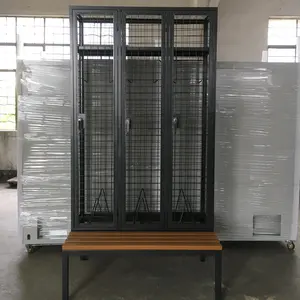 Eisendraht Mesh Industrial Work Storage Locker Hoch leistungs arbeiter Mesh Locker mit Bank