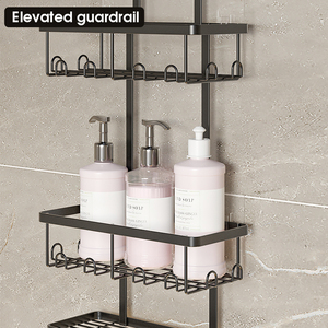 Bathroom Use No Drilling Wire Hanging Metal 3-Tier Wall-Mounted Shower Caddy Storage <strong>Organizer</strong> Rack for <strong>Bath</strong> - Product Image 2