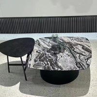 Table basse en marbre de luxe léger, table d'appoint combinée, table basse ronde moderne pour petit appartement, salon, usage domestique