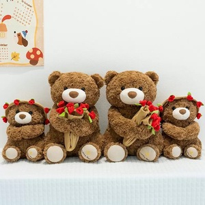Juguetes de Oso de Peluche de Algodón PP de Alta Calidad al por Mayor OEM/ODM, Osos Marrones de 22cm y 28cm con Flores para Regalo del Día de San Valentín - Product Image 6