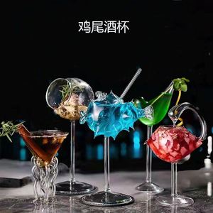 Verres à cocktail et à vin en verre, design unique et créatif, forme de poisson-œuf et de cygne - Product Image 2