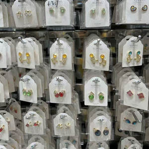 بيع بالجملة بالجملة أقراط زهور فراشة مطلية بالذهب عيار 14 قيراط و 18 قيراط كريستال وقلب لؤلؤ - Product Image 3