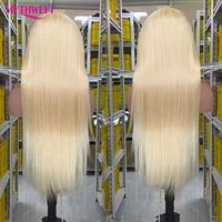 Perruques en cheveux humains brésiliens bruts, blonds 613, ultra-lisses, 30 pouces, avec closure 4x4 et lace front, pour femmes noires, vente en gros