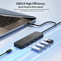 Hub multiport USB-C Plug and Play, répartiteur USB 3.0 à 4 ports avec entrée d'alimentation pour disque dur externe et connexion multi-appareils