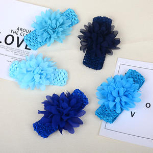 子供用弾性ナイロンシフォンフラワー卸売ターバンナイロンワイドヘッドバンドヘアアクセサリー無地女の子用 - Product Image 3