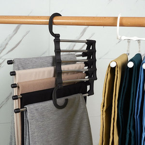 Organizer lemari multifungsi, dapat disesuaikan untuk pakaian baja logam rak selendang celana sabuk syal untuk penggunaan di rumah - Product Image 4