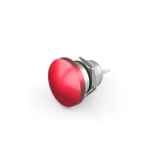 品牌生产防水瞬时铝合金16毫米红色蘑菇按钮1no