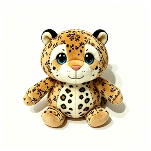 Customized Floral leopard <b>plush</b> toy, vintage flower spotted cheetah stuffed animal, jungle <b>cat</b> soft doll - Product Image 1