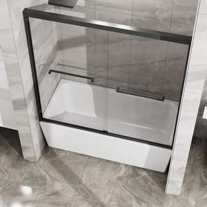 Porte en verre de <span class=keywords><strong>baignoire</strong></span> de dérivation encadré60x60 <span class=keywords><strong>Baignoire</strong></span> SGCC Porte coulissante en verre trempé transparentDouble porte coulissante pour <span class=keywords><strong>baignoire</strong></span> - Product Image 2