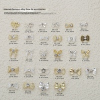 Paso Sico – Nouveaux embellissements pour ongles en alliage, style influenceur, motif papillon or et argent, ornés de strass étincelants, nœud papillon – DIY