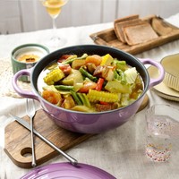 Durabilité chinoise 26cm marmite à soupe casserole antiadhésive ronde double poignées marmite émail rouge fonte four hollandais casserole