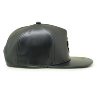 Negro personalizado Logotipo de Metal parche de cuero de la PU casuales Unisex Hip Hop Rap 5 Panel de las mujeres de los hombres del Snapback sombreros