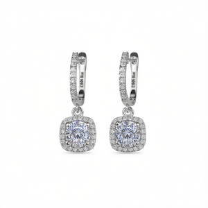 Orecchini E1606 con Diamanti Blu in Oro Bianco, Taglio Brillante Rotondo, Stile Classico da Sposa per Donne - Product Image 1