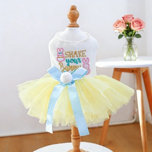 Jupe de Pâques pour chiens et chats, robe en tulle avec motif brodé, tenue mignonne pour animaux de compagnie, à porter en quatre saisons - Product Image 1