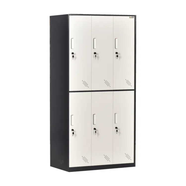 New design metal employee locker 6 door locker Metal Staff Wardrobe Hanging Clothes Storage locker Cabinet with best price