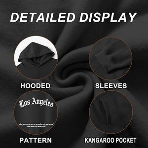 <span class=keywords><strong>Felpa</strong></span> con Cappuccio da Uomo Personalizzata OEM, Stampa con Scritta Los Angeles, Pullover Oversize per Uso Quotidiano e Casual - Product Image 4