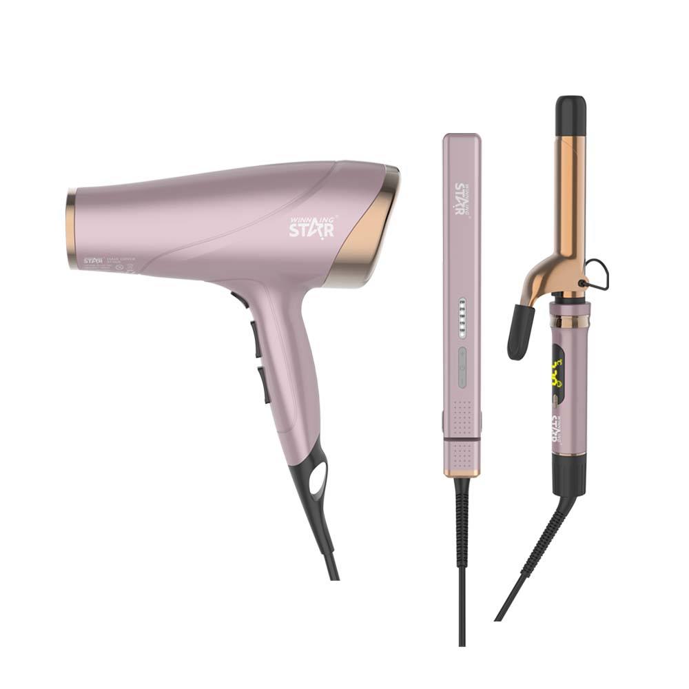 WINNING STAR ST-5826 Hair Straightener Curling Iron Set Travel Hair Dryer  Mini Flat Iron Travel Curling Iron Hair Styling Set