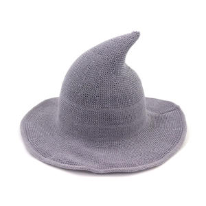 Chapeau de sorcière gris en tricot doux, respirant et extensible, accessoire de costume festif pour Halloween et cosplay, vente en gros - Product Image 3