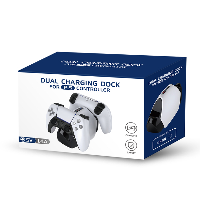P52 Dual Charging Dock for PS5 Controller Plug and Fast Charging with Intelligent Protection Chip and LED Indicator