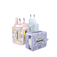 Chargeur électrique GaN 20W PD3.1/3.0 QC3.0 0.5A avec 2 ports Type-C, câble magnétique rétractable 70CM, OTP pliable, ignifuge, US/EU/UK