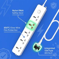 Multiprise sur mesure de haute qualité à 5 prises avec interrupteurs principaux, plaque multiprise électrique standard à 5 prises