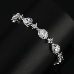 Bracciale <span class=keywords><strong>da</strong></span> <span class=keywords><strong>Donna</strong></span> Stile Lusso Retrò di Alta Qualità con Zirconi Pieni Scintillanti a Forma di Goccia Braccialetti Tennis - Product Image 4