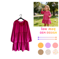Robe à volants à manches longues en velours pour petite fille, robe de princesse pour fête, mode pour enfants