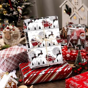 Christmas <b>Wrapping</b> <b>Paper</b> Roll 42.5 Sq Ft Metallic Santa Sleigh Reindeer Stripe Plaid Snowflake Gift Craft Anti Curl - Product Image 2