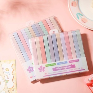 Wholesale Cute Aesthetic Highlighters 12pcs Pastel Pens Set Kawaii Soft Tip Double-ended Pens for School Students Office Supply
