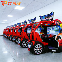 Machine de jeu d'arcade de course 2 joueurs en métal, compétition en ligne avec plusieurs pistes, voitures, musique, Outrun, pour centre commercial et FEC