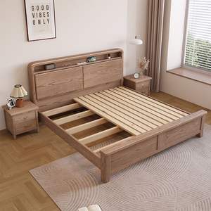 <span class=keywords><strong>Lit</strong></span> en bois de frêne massif scandinave avec tête de <span class=keywords><strong>lit</strong></span> et rangement, <span class=keywords><strong>lit</strong></span> plateforme minimaliste - Product Image 5