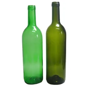 Wholesale different color green empty glass 750ml red wine bottles