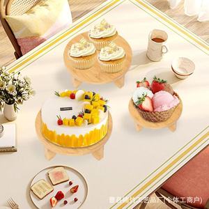 Bamboo Round Cake <b>Stand</b> Single Layer Natural Wood Color Desktop Display Shelves For Dessert Serving - Product Image 1