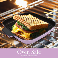 Poêle à griller commerciale OEM en aluminium moulé sous pression, antiadhésive, compatible induction, avec poignée amovible, pour cuisson de steaks