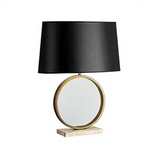 Modern Brass Table Lamp Beige Linen <b>Drum</b> <b>Shade</b> Gold Ring Base Marble Stand E27 LED 3500K Warm White AC 110V Switch Control - Product Image 4