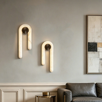 Lampe murale LED longue en albâtre espagnol en forme de U, style italien, pour villa de luxe, hôtel, chambre modèle, salon, chambre à coucher, bureau