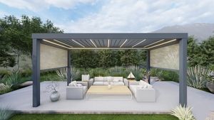 Pergola extérieure bioclimatique moderne Persienne en aluminium Usine OEM Cadre métallique 3x3 3x4 4x4 <span class=keywords><strong>6x4</strong></span> Tailles M Garages Auvents Carports - Product Image 3