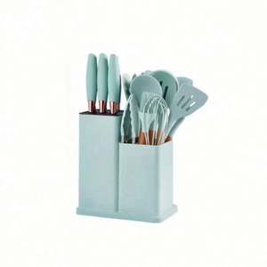 Ustensiles de cuisine en silicone, ensemble de 19 pièces, simplicité moderne, manches en bois, résistant aux hautes températures, écologique - Product Image 2