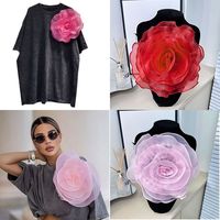 Grande fleur artificielle 3D multicouche colorée, patch brodé en organza, dentelle en tissu 100% polyester, maille pour vêtements de mode
