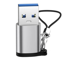 Adaptateur <span class=keywords><strong>USB</strong></span> 3.1 Type-<span class=keywords><strong>C</strong></span> Femelle vers <span class=keywords><strong>USB</strong></span> 3.0 Mâle, Convertisseur de Synchronisation de Données avec Porte-clés en Alliage d'Aluminium pour Téléphone Mobile - Product Image 1