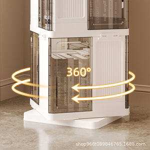 Armario de Almacenamiento Giratorio de 4 Niveles, Librería de Pie con Puertas Transparentes para Sala de Estar y Dormitorio - Product Image 3