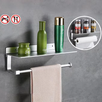 Porte-serviettes en papier adhésif mural pour cuisine et salle de bain, support de rouleau de papier toilette avec étagère de rangement, en aluminium spatial