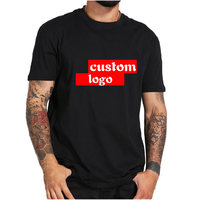 T-Shirt Noir 100 % Coton Personnalisé en Gros Avec Logo d'Entreprise Imprimé, T-Shirt Basique Homme