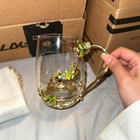 Mug en verre émaillé floral avec cuillère assortie, tasse à café ou à thé décorative, cadeau idéal pour un anniversaire, la fête des mères, la Saint-Valentin