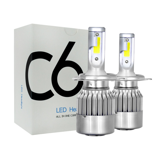 12V COB C6 LED Auto Driving High Low Beam Car Motorcycle Headlight Bulb H1 H3 H4 H7 H11 9005 9006 Auto COB Headlamp Bulb 6000K