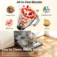 Robot culinaire électrique 1300W, 7L, pour usage domestique, boîtier en plastique sans BPA, avec mixeur et hachoir à viande en option