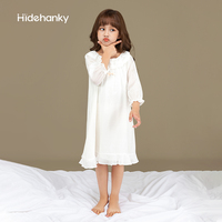 Chemise de nuit vintage pour filles Hidehanky, style frais, avec dentelle, volants, plis, empire, manches bouffantes, vêtements de nuit doux, vente en gros usine