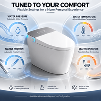 WC intelligent automatique en céramique monobloc avec siège chauffant, télécommande, design moderne, double chasse P-trap/S-trap et éclairage d'ambiance